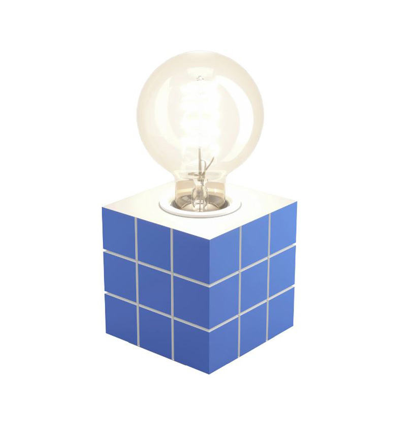 Lampe de table - bleu - 9x9x9cm - dimmable - E27 - 1x60W