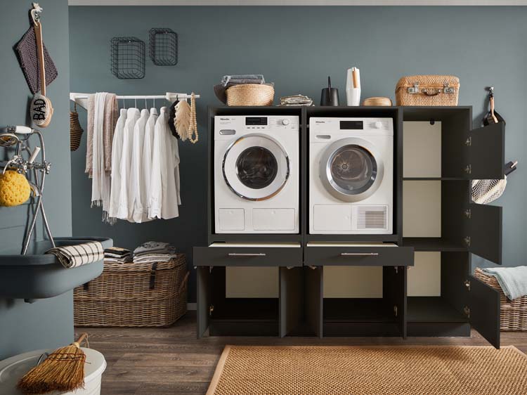 Wasmachine kast Decowash set 12 antraciet 185x67,5x162cm