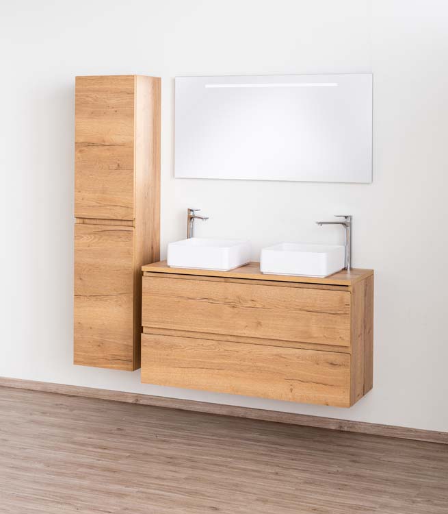 Badmeubel Daria eik goudbruin 1200 mm opbouwtablet melamine