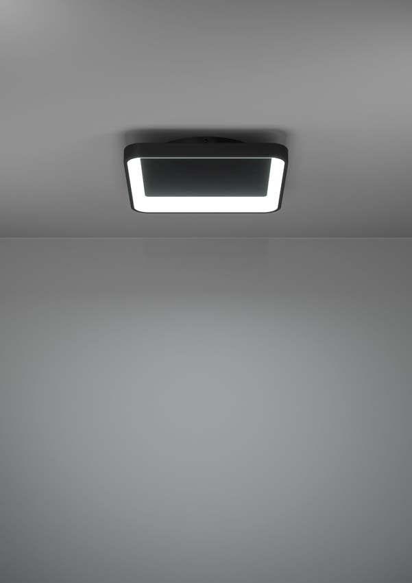 Plafonnier - Noir - 35x35cm - Dimmable - LED - 1x18W - 2700-6500K - télécommande