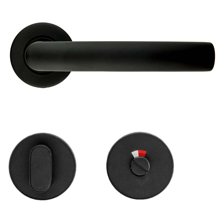 Poignée de porte pro ovale c noir avec serrure toilette