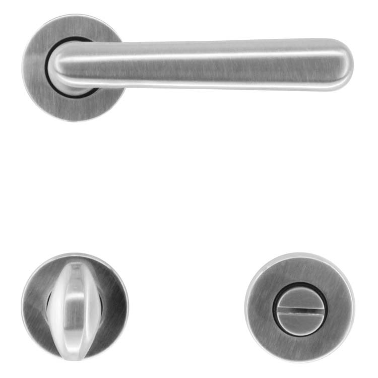 Deurkruk pro cremona inox look met WC-slot