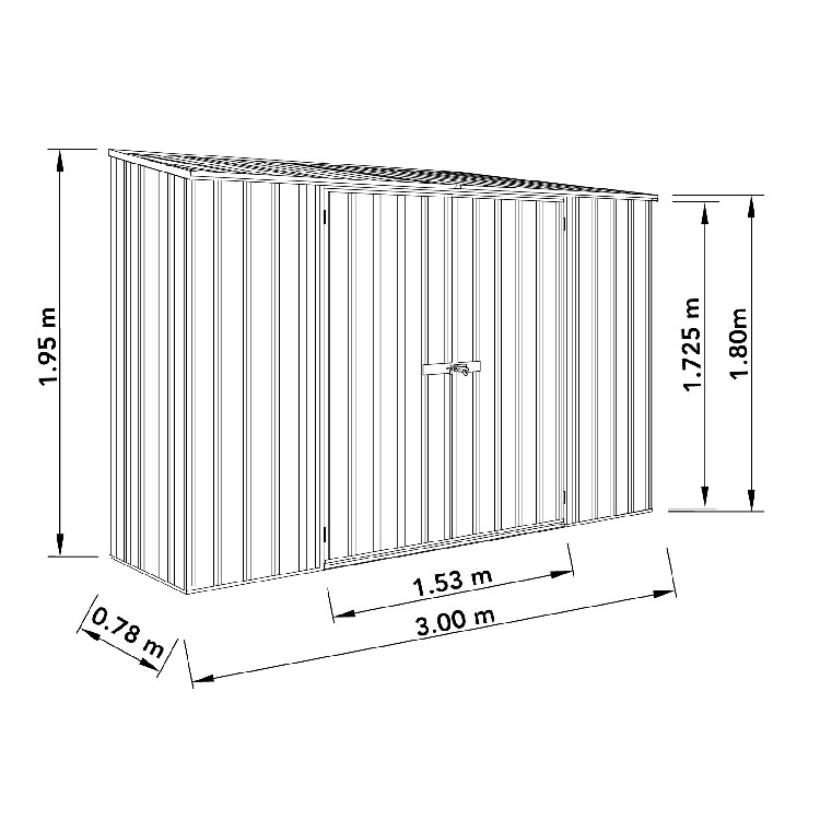 Tuinkast metaal antraciet Ourthe XL 300x78x195cm