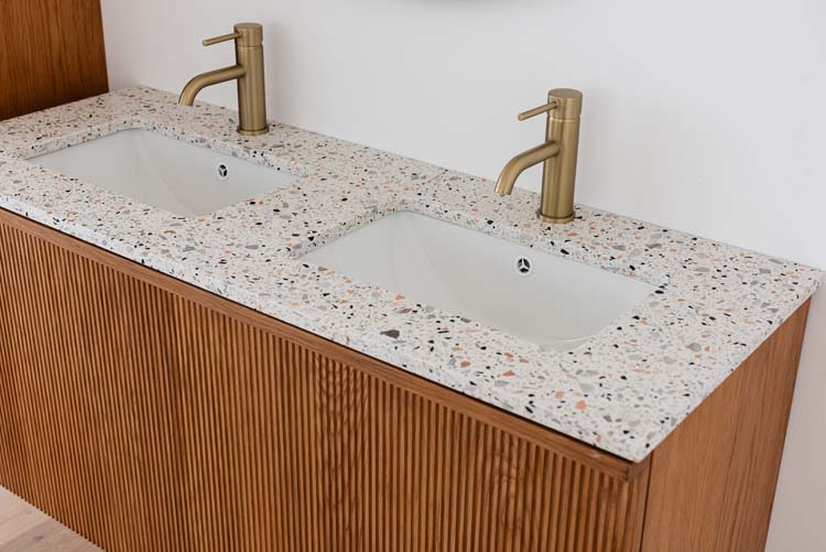 Plan vasque terrazzo avec lavabos pour meuble salle de bain double 120,5cm
