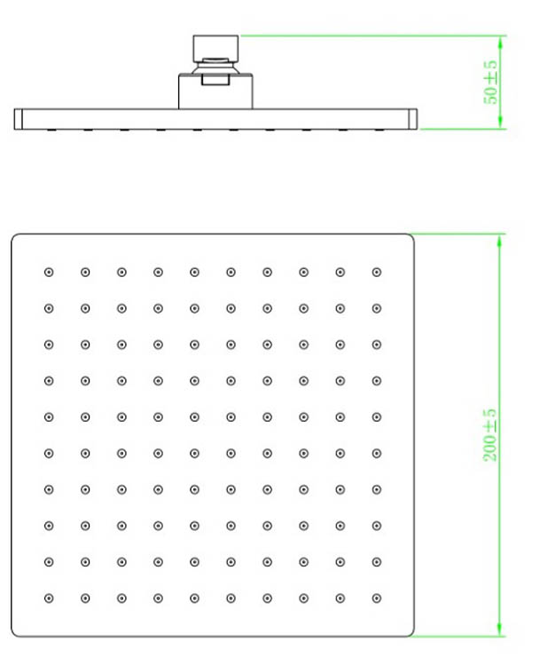 Douchekop Narin vierkant chroom 20x20cm