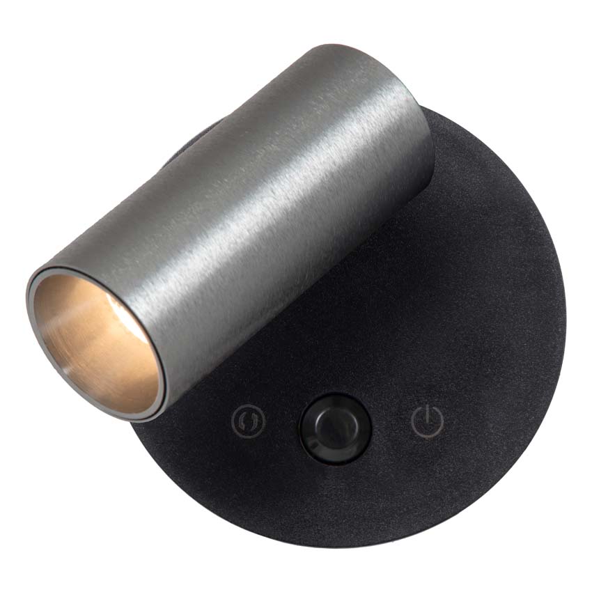 Oplaadbare wandspot Rune - grijs ijzer - Ø8,1cm - LED Dimbaar - 1x2W - 2700K/4000K - bewegingssensor - magnetisch