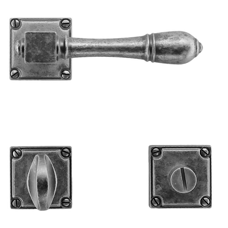 Deurkruk prato oud zilver met WC-slot