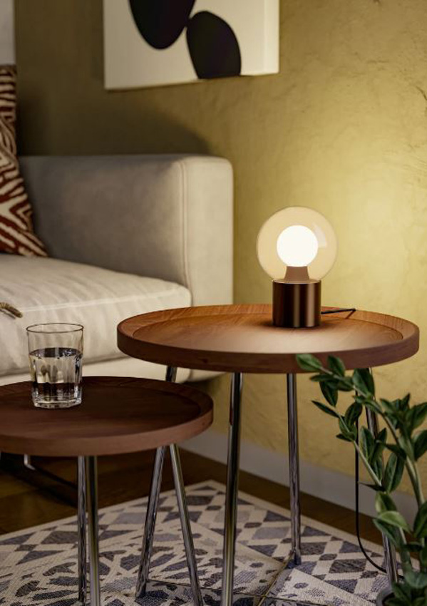 Tafellamp - brons/bruin - Ø12xH17,5cm - dimbaar - E14 - 1x25W - touchbediening