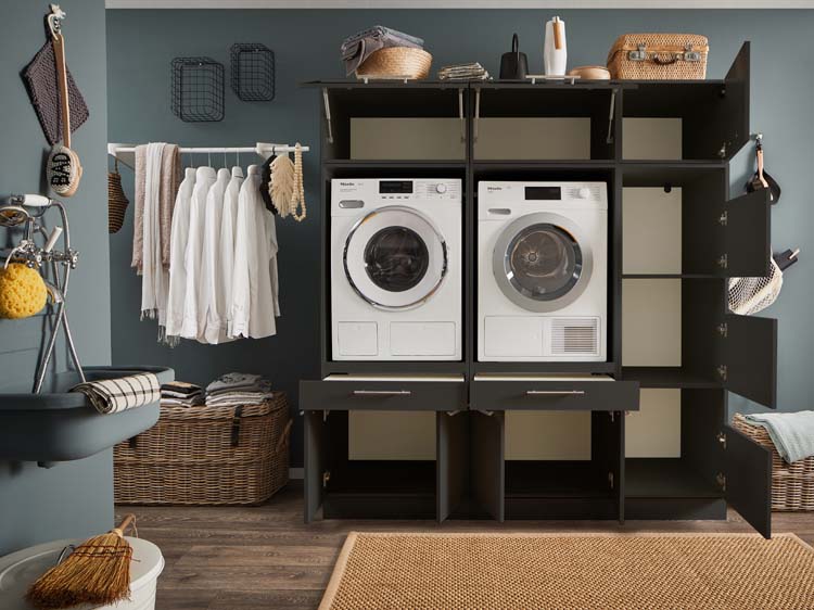 Meuble pour buanderie Decowash set 13 anthracite 185x67,5x200cm