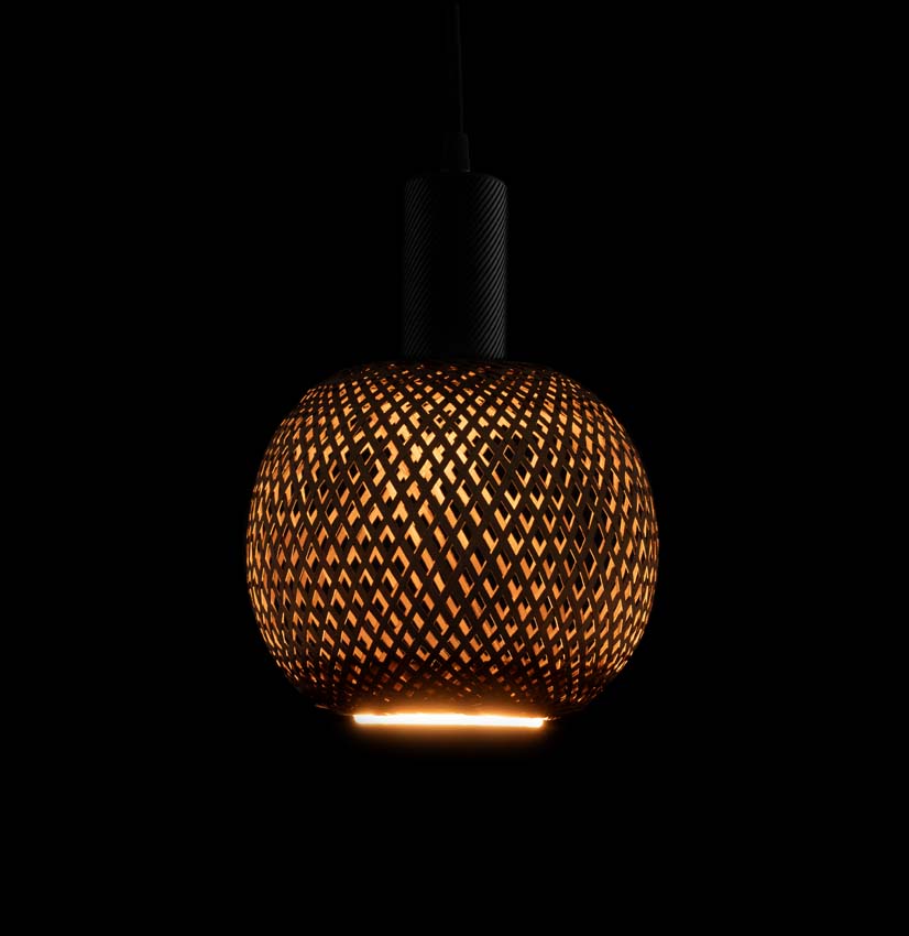 LED lamp floating Bamboo - E27 - brons - Ø18cm - dimbaar - 5W - 270lm - 2200K - globe