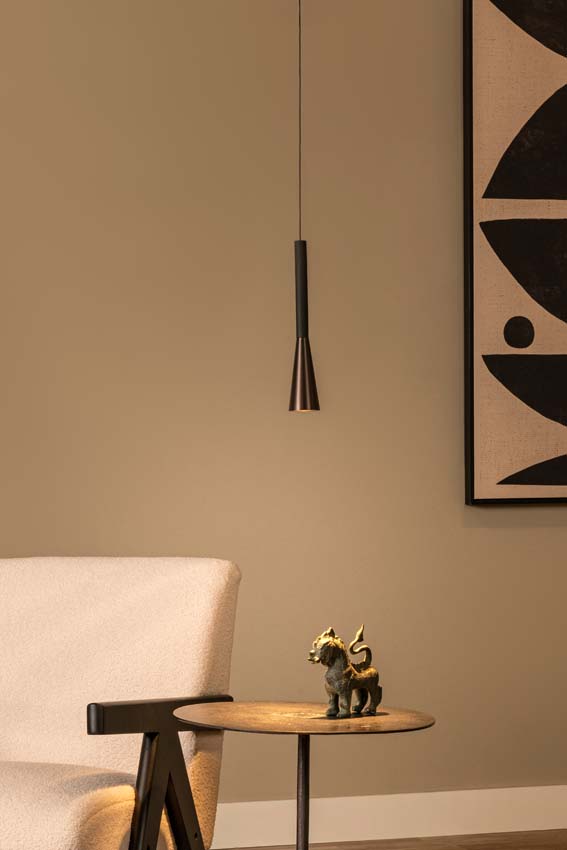 Lucide Premium Joakim - Suspension - Ø7,7cm - LED dimmable - CCT - 1x7W 2700K/4000K - Café