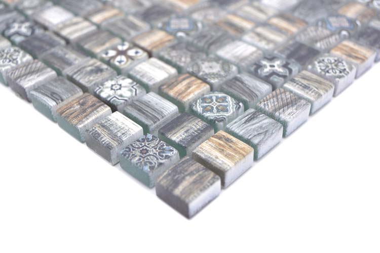 Mosaïque Retro Mix brun foncé mat 30x30cm