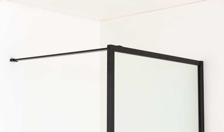 Douchewand Umi zwart profiel 90x200cm met stang