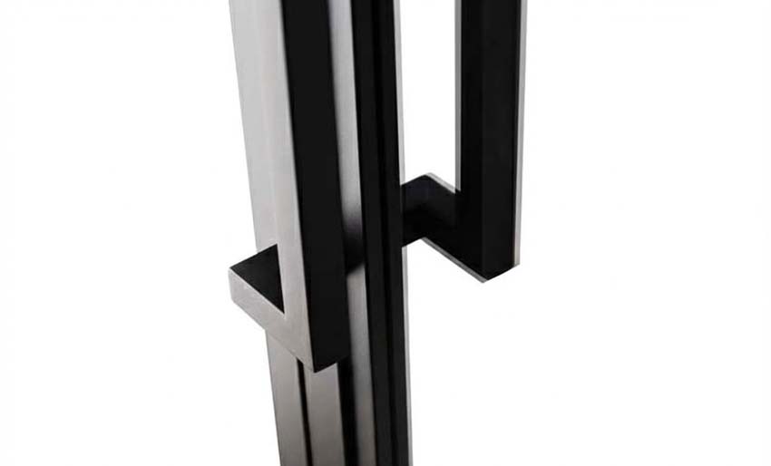 Porte intérieure double en acier Tara noir 2x4V poussant à droite sur mesure