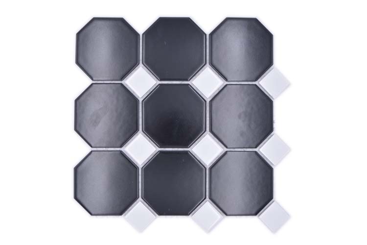 Mosaïque Octagon noir/blanc mat 30x30cm