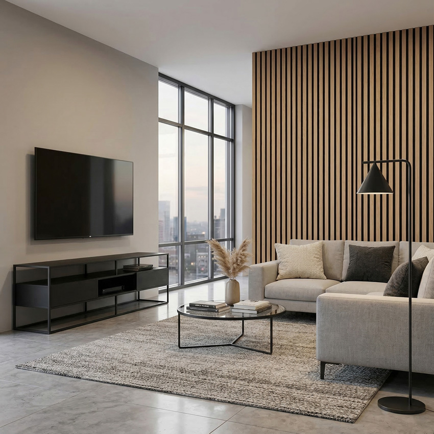 Panneau mural Line Up slim 9x287x2800 mm chêne brun