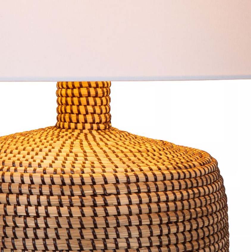 Lucide Premium Ambala - Lampe de table - Naturel - Ø35cm - E27 - 1x40W - Cylindre