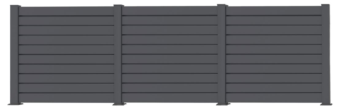 Clôture Havana aluminium anthracite 3 panneaux 180x636cm