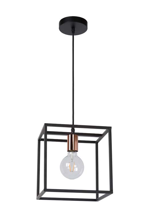 Suspension - noir/cuivre - 25x25x155cm - dimmable - E27 - 60W