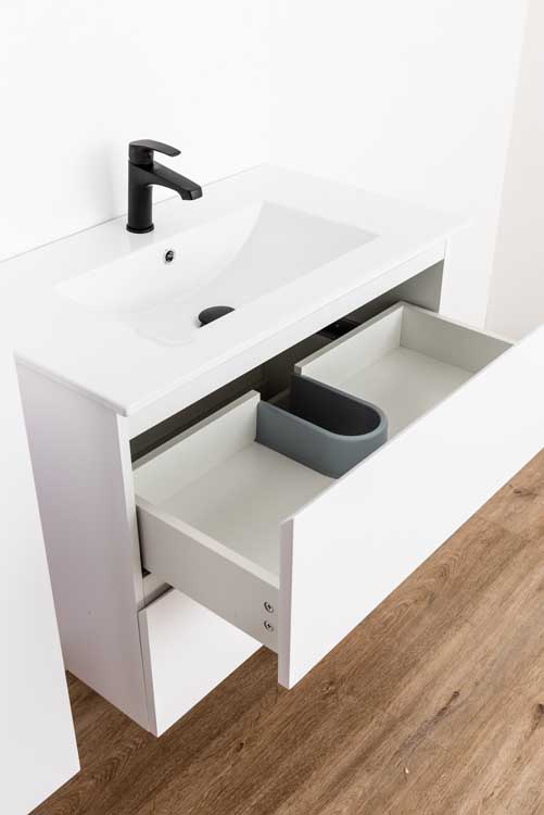 Badkamermeubel Bianca mat wit 800 mm wastafel glans