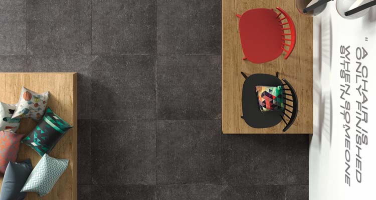 Vloer- en wandtegel Malmedy blauwsteenlook donkergrijs 90x90cm