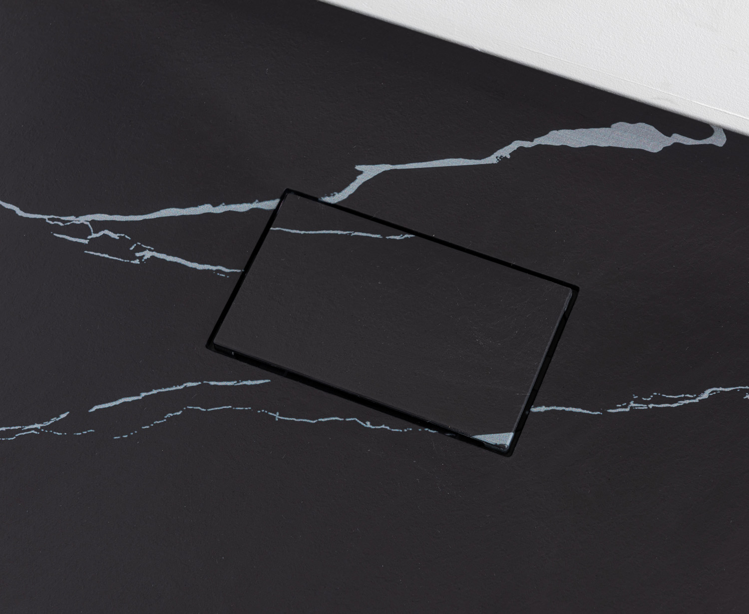 Douchebak Moby SMC mat zwart marmerlook 120x90cm