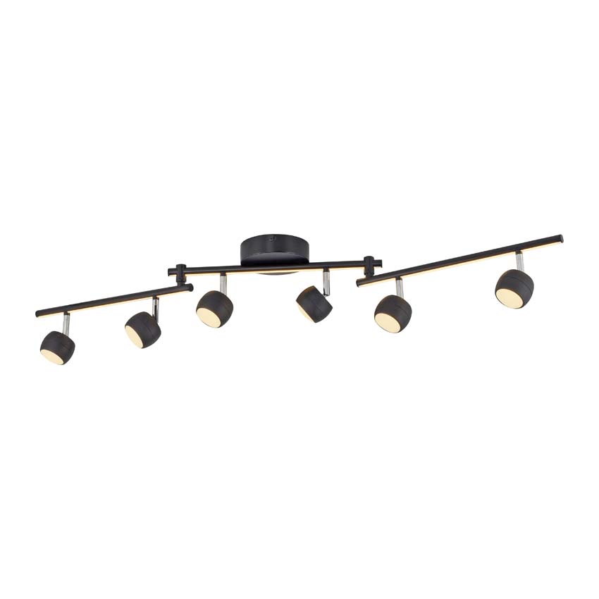 Opbouwspot - zwart - 40,5-111cm - dimbaar - 6x5,53W - 3000K