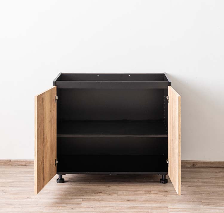 Armoire de cuisine Plenti meuble bas noir/aspect bois 100x78cm