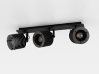 Plafondlamp 3 spots Sego 3xE27 zwart/hout