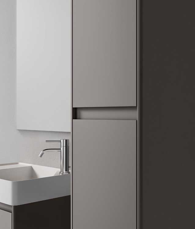 Meuble de salle de bains Willian gris clair suspendu avec lavabo simple blanc mat 100cm