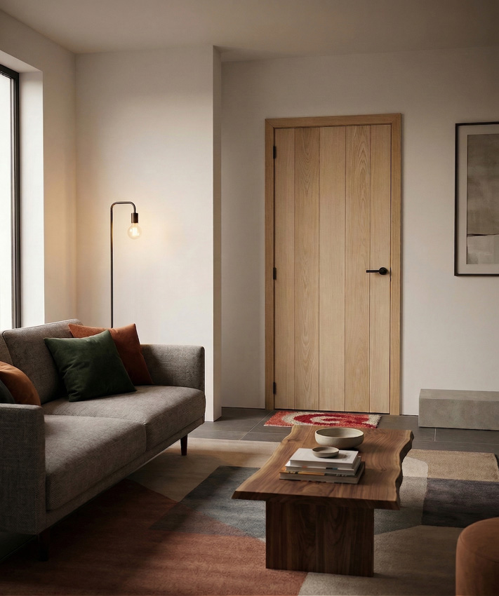 Porte intérieure complète Belves chêne plaqué 201,5x93cm alvéolaire réversible + châssis 40cm