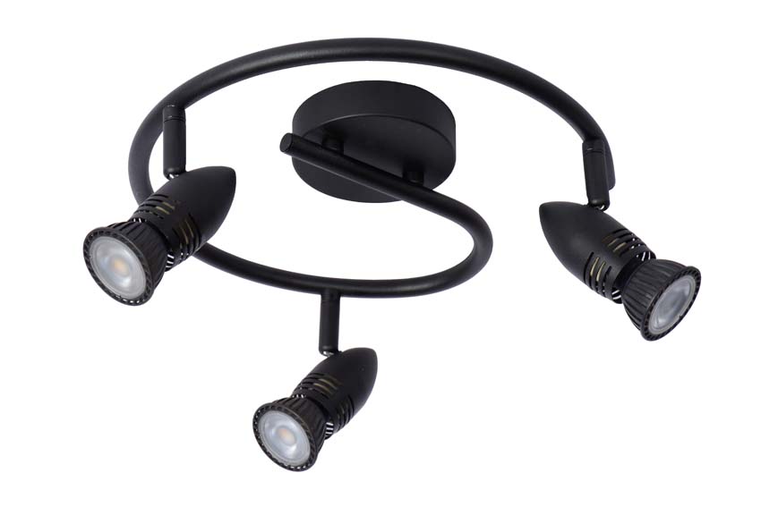 Plafondlamp - zwart - Ø31cm - 3xGU10 - 15W