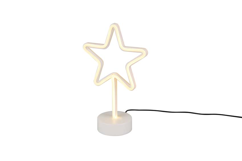 Lampe de table étoile - blanc - 30,5x18,7cm - LED - 1x1,5W - USB/piles