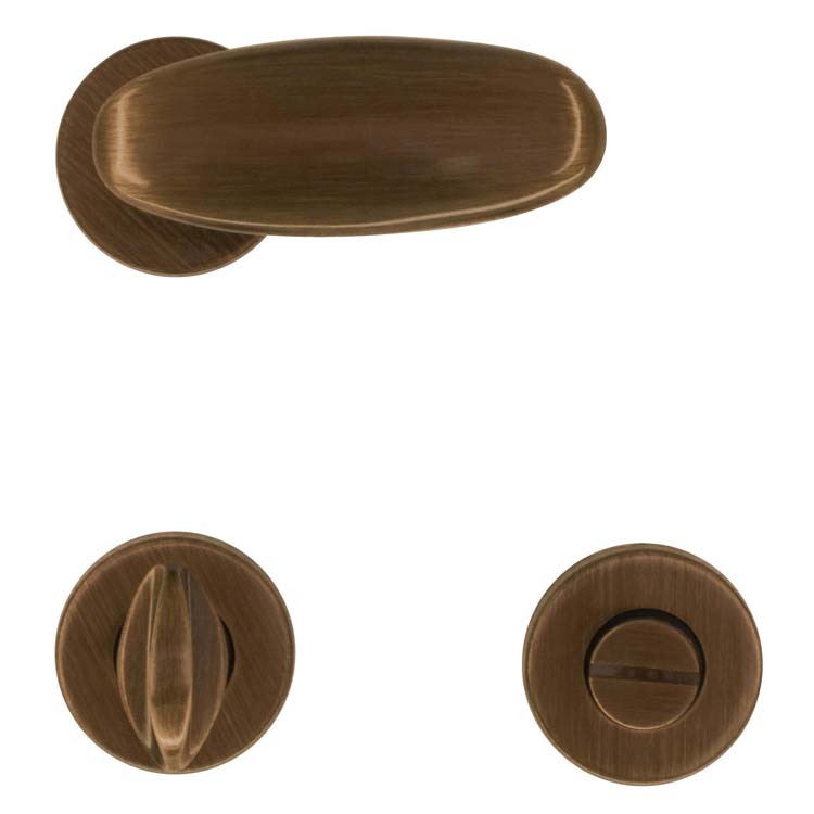 Poignée de porte pro lecce modèle nouveau bronze avec serrure toilette