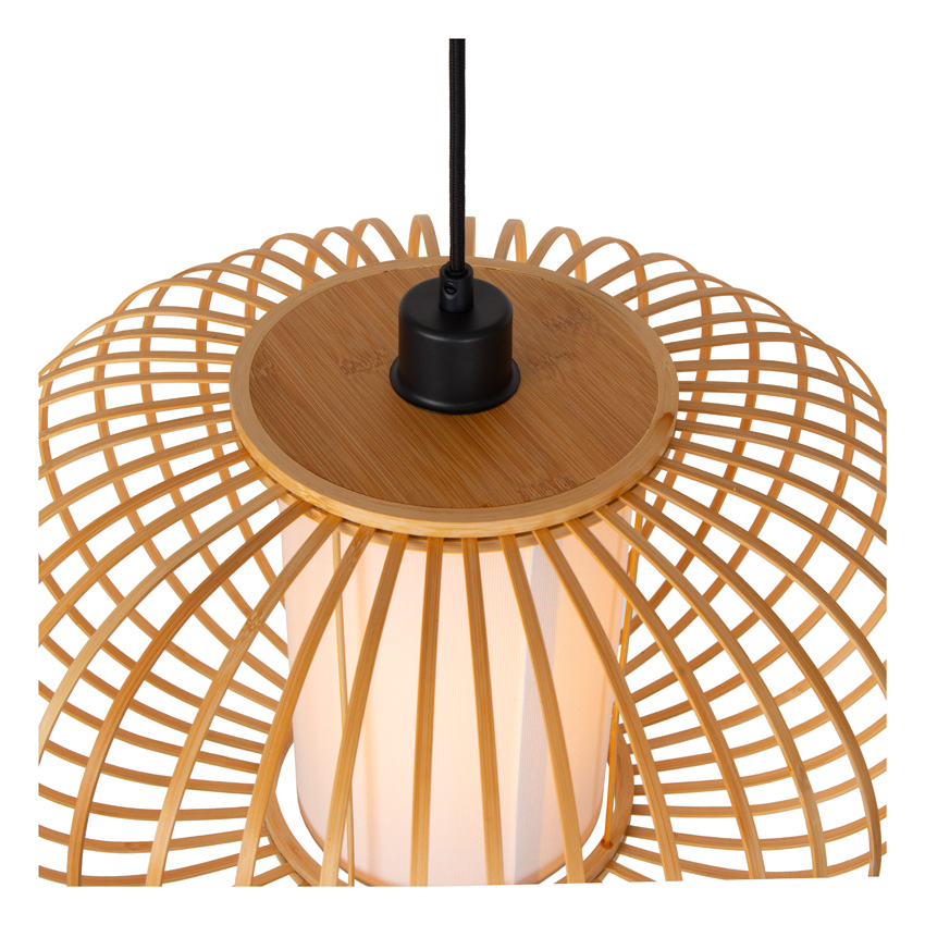 Lucide Essential Thuline - Hanglamp - Ø60cm - 1xE27 - Lichte houtlook