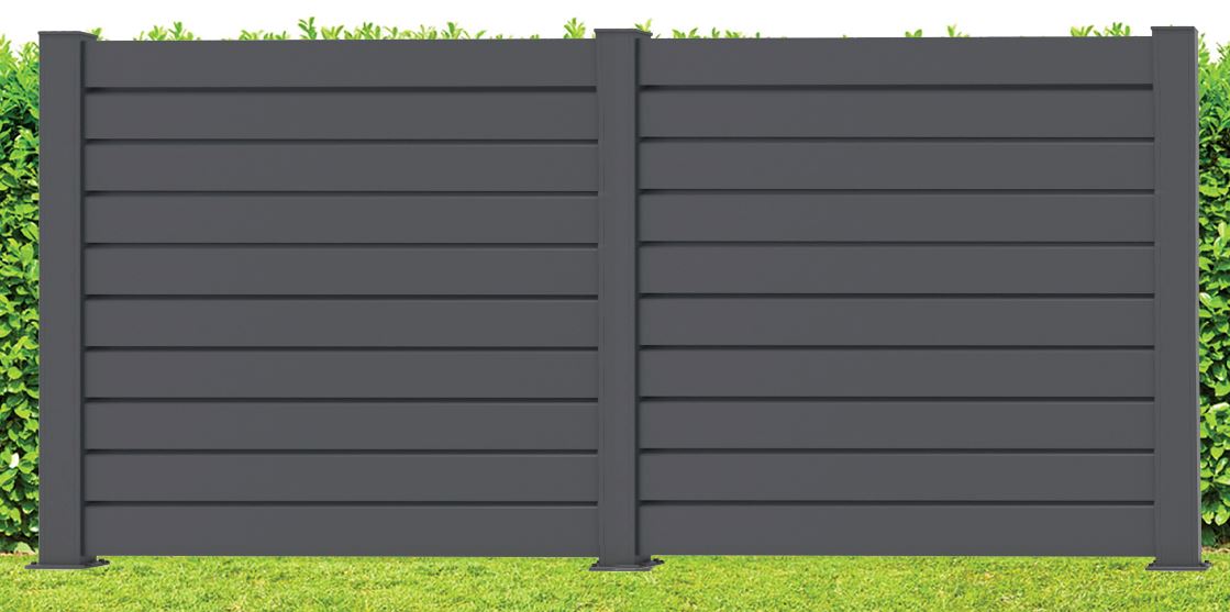 Clôture Havana aluminium anthracite 2 panneaux 180x428cm