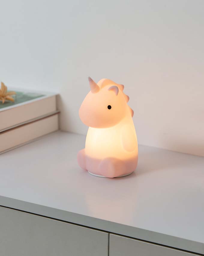 Tafellamp Eenhoorn - Roos - H15cm - Niet dimbaar - LED - 1x5W - RGB/3000K - USB