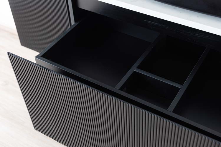 Meuble de salle de bains Windsor noir mat suspendu avec vasque à poser simple 120cm