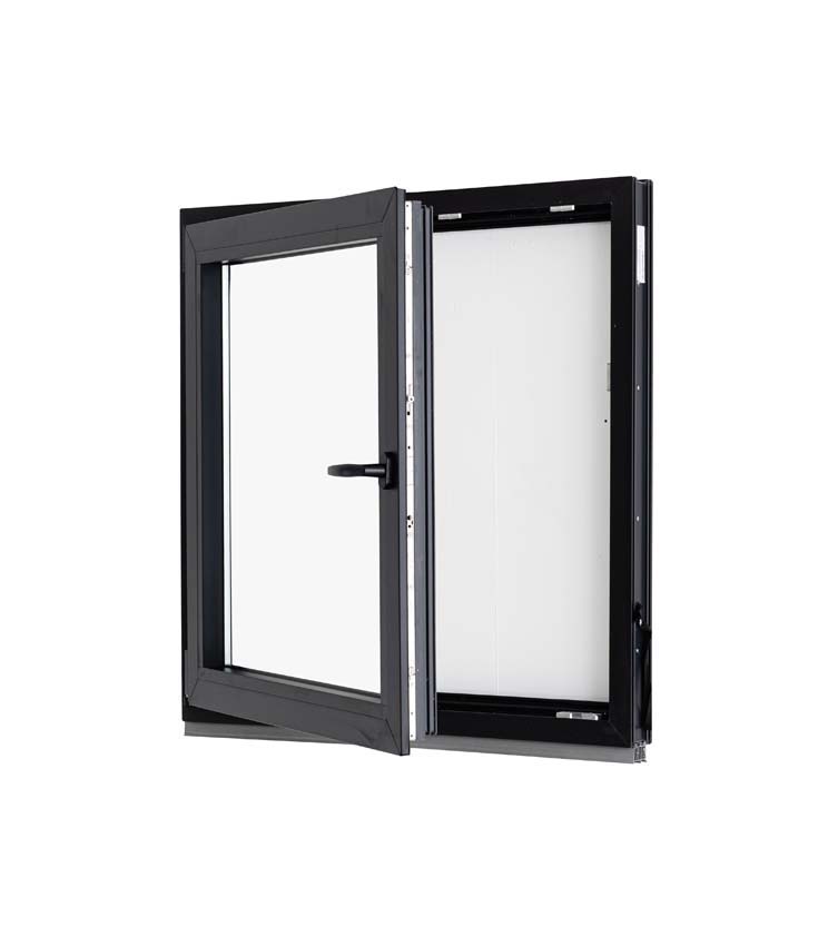 Draaikiepraam pvc Deceuninck Elegant Infinity zwart/zw L MW Draaikiepraam pvc Deceuninck Elegant Infinity zwart/zw L MW