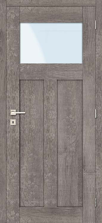 Porte intérieure complète Mont-Ventoux 3 bis panneaux avec vitre 201,5x83cm aggloméré tubulaire réversible + châssis 20cm