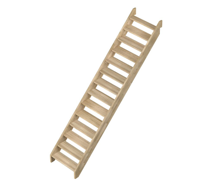 Escalier Dresden chêne droit 275x82cm 14 marches