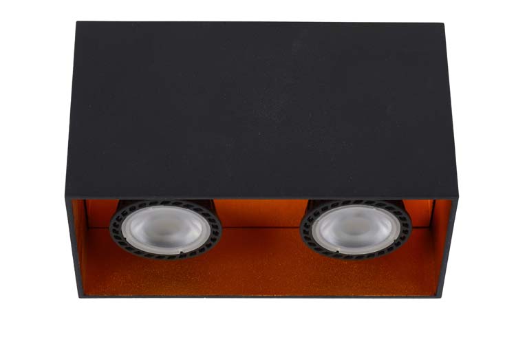 Plafondlamp - zwart/rood - vierkant - 2xGU10 - 50W