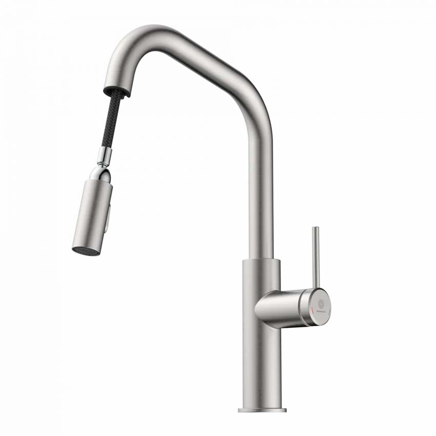 Keukenkraan Wasserwerk WK 13 Edge inox-look met uittrekbare uitloop