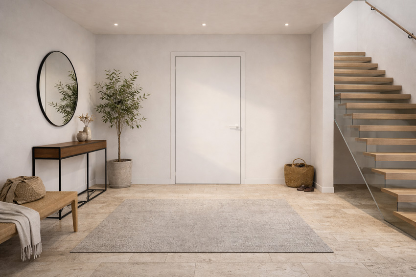 Bloc-porte fini invisible flat âme tubul.63cm à peindre 211.5cm rév.