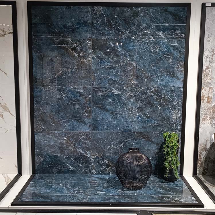 Carrelage de sol et mural Lux Navy Blue imitation marbre blue brillant 60x120cm