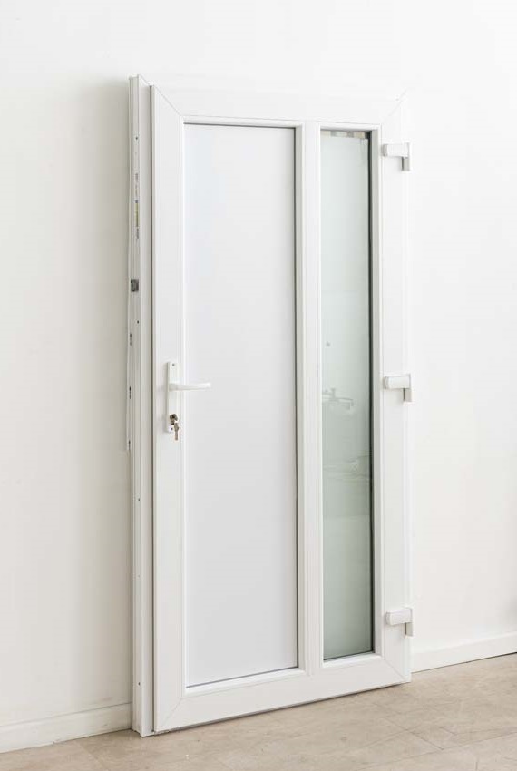 Porte extérieure Lumeo PVC vitrage mat blanc 1100x2100mm droite