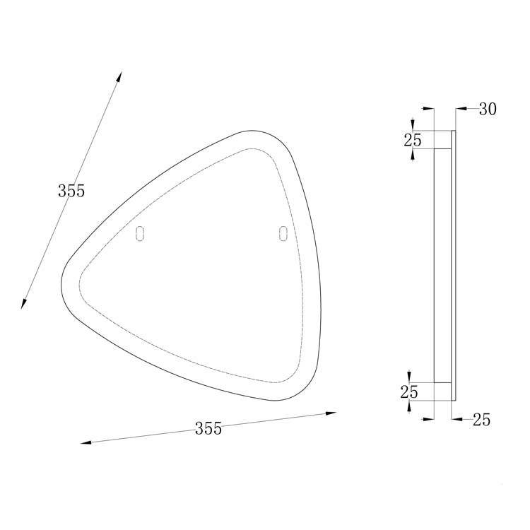 Miroir Mandel forme médiator 35,5x35,5cm