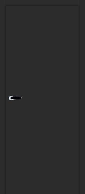 Porte intérieure complète Invisible Flat noire 201,5x93cm aggloméré tubulaire droite + châssis 30cm