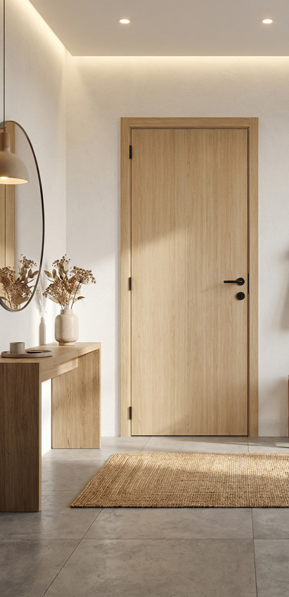 Porte intérieure complète Premium Oak 201,5x78cm tubulaire vertical réversible + châssis 16,5cm