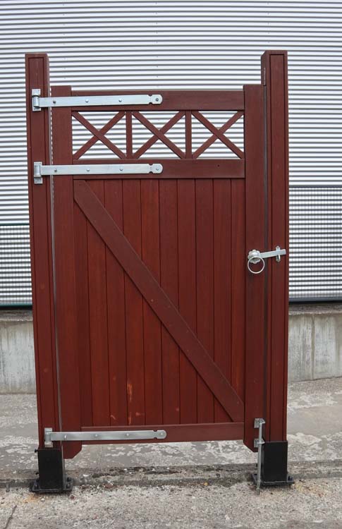 Portail simple Bangkirai en bois 100x180cm avec treillis